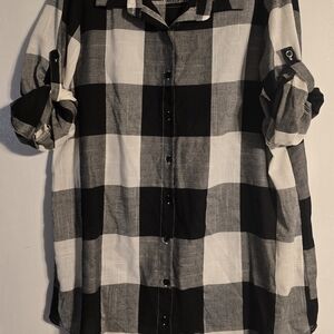 SHEIN Black and White Plaid Women's Tunic